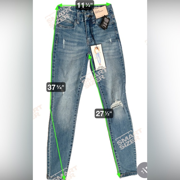 BCBG Generation MidRise Curvy Skinny Women's Blue Distressed Jeans Size 0/24 - Picture 8 of 8